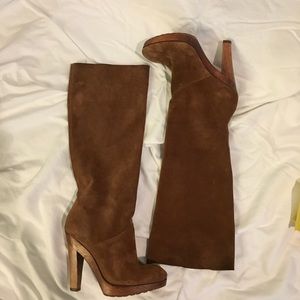 Michael Kors cognac suede leather boots size 8